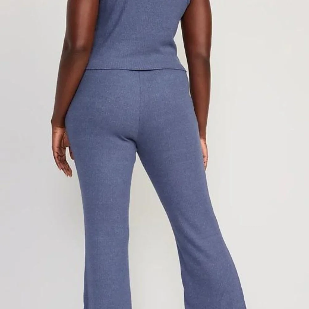 Old Navy High-Waisted Rib-Knit Split Flare Lounge Pants for Women New - Picture 7 of 11